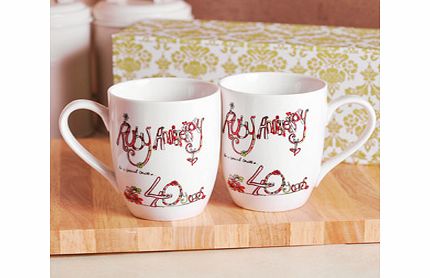 Unbranded 40th Ruby Wedding Anniversary Mugs