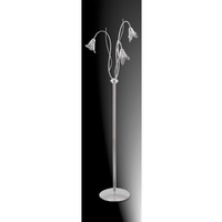 Elegant polished chrome floor lamp complete with clear petal glass shades. Height - 160cm Diameter -