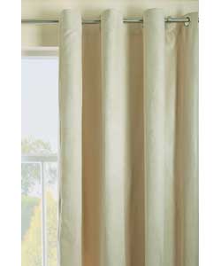 Silver eyelet hanging rings.100% polyester curtain.50% cotton, 50% polyester lining.Dry clean