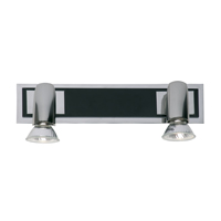 Halogen double spot light wall fitting with a black and chrome finish. Width 28cm Projection - 11.5c