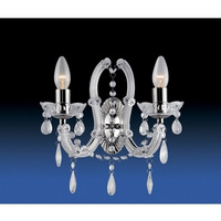 Chrome wall fitting delicately trimmed with crystal glass droplets. Height - 31cm Width - 32cmProjec