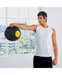 Double grip for ease of use, combines strength training with traditional medicine ball