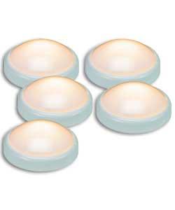 5 Battery Operated White Push Lights