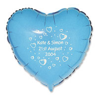 50 blue heart-shaped foil helium balloons