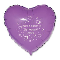 50 lilac heart-shaped foil helium balloons