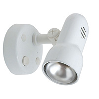White single wall spot light fitting with adjustable head complete with on/off switch. Width - 8.5cm