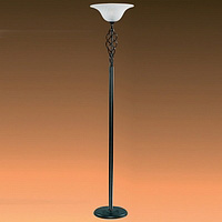 Attractive uplighter floor lamp finished in matt black with metal-work design. Height - 179cm Width 