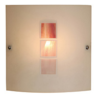 Contemporary glass wall light fixture with pink squares decoration. Height - 23cm Diameter - 13cmPro