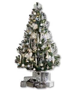 6.5ft Silver and White Decorated Christmas Tree