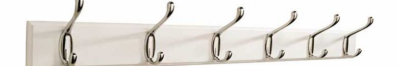 Unbranded 6 Double Chrome Coat Hooks - White