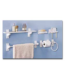 6 Piece White Wood Bathroom Set