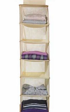 Unbranded 6 Shelf Hanging Storage Unit with Edging - Cream