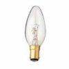 60W SBC lightbulb candle clear pk 2