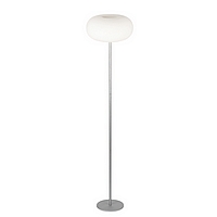 Satin silver and opal glass with a polished chrome dimpled centre. Height - 161cm Diameter - 38cmBul