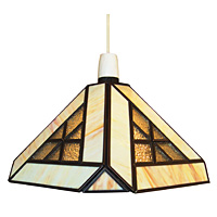 A traditionally styled tiffany non electric ceiling pendant with amber and clear glass panels. Easy 