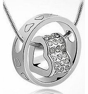 Crystal Heart Jewellery with Swarovski Crystals Brand New Necklace Pendant This intricate necklace is plated with 18k white gold and sparkles with 51 SWAROVSKI ELEMENTS crystals. The design features a heart-shaped pendant within a matching engraved r