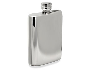 A classic shiny pewter traditional hip flask.