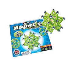 70 Piece Glow In The Dark Set has glow in the dark magnetic pieces that combine with all magnetix