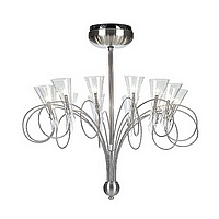 Satin chrome fitting with a telescopic rod swirling arms and clear glass shades. Height - Max - 72cm