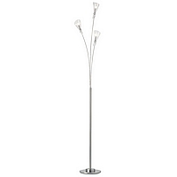 Satin chrome fitting with leaning arms and clear glass shades. Height - 180cm Diameter - 35cmBulb ty