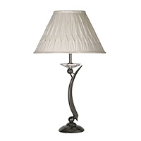 Modernistic and stylish solid cast brass table lamp in a titanium plated finish with 30 lead crystal