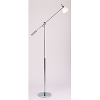 Contemporary and stylish polished chrome halogen floor lamp with adjustable arm amd opal glass shade