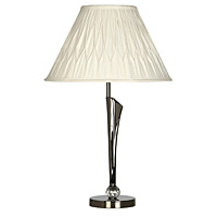 Modernistic and stylish solid cast brass table lamp in a titanium plated finish with 30 lead crystal