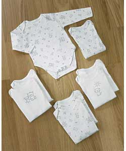 8 Pack Long Sleeved Bodysuits, Newborn