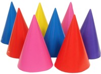 8 Solid Colour Cone Hats Blue