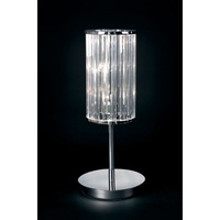Modernistic circular polished chrome table lamp with clear crystal glass rods. Height - 42.5cm Diame