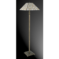Handmade stained glass tiffany floor lamp in a staggered amber finish with antique brass base and st
