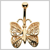 9 Carat Gold Filigree Butterfly Navel Bar