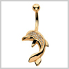 9 Carat Gold Small- Parve Dolphin Navel Bar