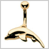 9 Ct Gold Small Dolphin Navel Bar