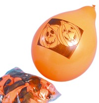 Decorate your Halloween party with these orange and black balloons with typical spooky designs