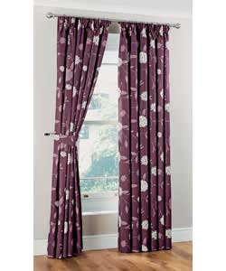 Floral printed lined 3in header curtains.Face 60% cotton, 40% polyester.Lining 52% polyester, 48% co