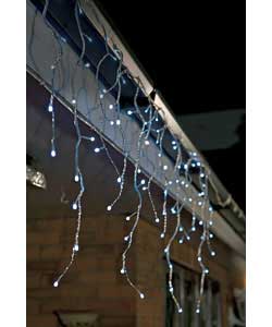 96 White LED Snowing Icicle Lights