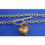 9ct. 43cm White Gold T-Bar Yellow Glass Heart Chain