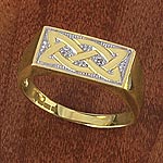 9ct. Gold Mens Diamond Set Square Celtic Ring
