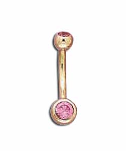 9ct Gold Pink Cubic Zirconia Body Bar