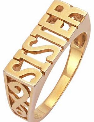 The Perfect Gift for a wonderful sister. this gorgeous 9ct gold plated sister ring is a great way to show how much she means to you! Available in size O. Available in sizes O. EAN: 1099261.