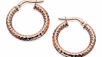 Attractive diamond cut patterning adds a textured feel to these 2cm diameter tube hoop earrings, finished with an easy to use snap shut fastener.