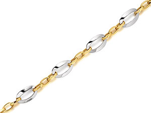 Large white gold oval links are connected by three smaller yellow gold ones together creating this modern 7.5/19cm bracelet.