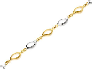 Gold and silver teardrop-shaped links alternate to create this lighter weight 19cm bracelet.