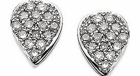 Charming 4mm peardrop-shaped earrings with pave set diamonds across the whole face (10pts total diamond weight per pair).