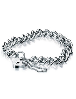 9ct White Gold Charm Bracelet with 7.5` long Belcher Chain