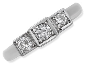 Three brilliant cut diamonds in a square white gold Trilogy setting (1/3ct total diamond weight)