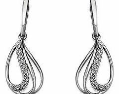 A curved, free-moving triple loop with the edge of the front loop set with lots of little diamonds (12pts per pair total diamond weight), together creating earrings with a free-moving drop of 2.4cm x 9mm.