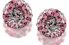 A crystal ball in two shades of pink for these 8mm earrings.