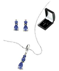 Tanzanite and diamond.Precious Gems collection. Prince of Wales chain length 46cm/18in.